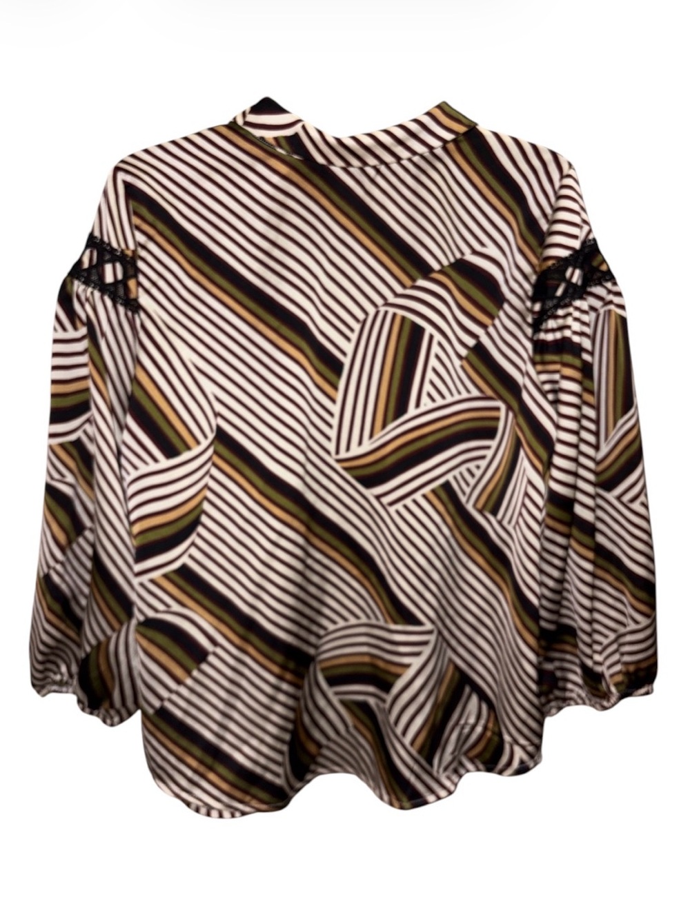Alice Blue Abstract Striped Blouse with Crochet Detail L - Picture 5 of 9